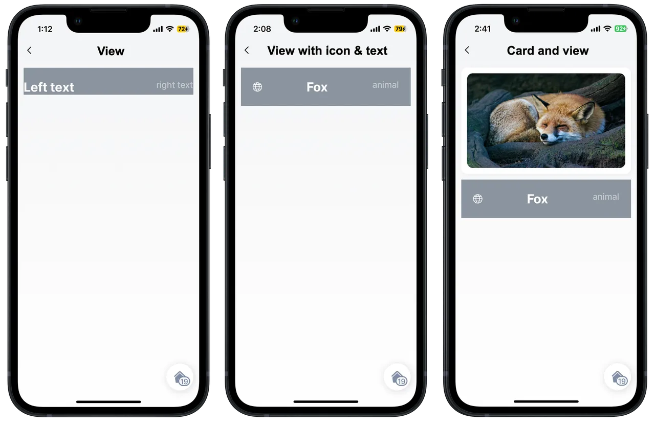 Basic view with components